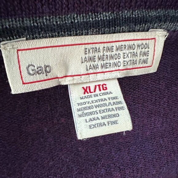 Purple Gap XL V-neck Sweater  100% Merino Wool - Picture 5 of 7